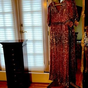 Tropical ombré puff sleeve sleeve gown